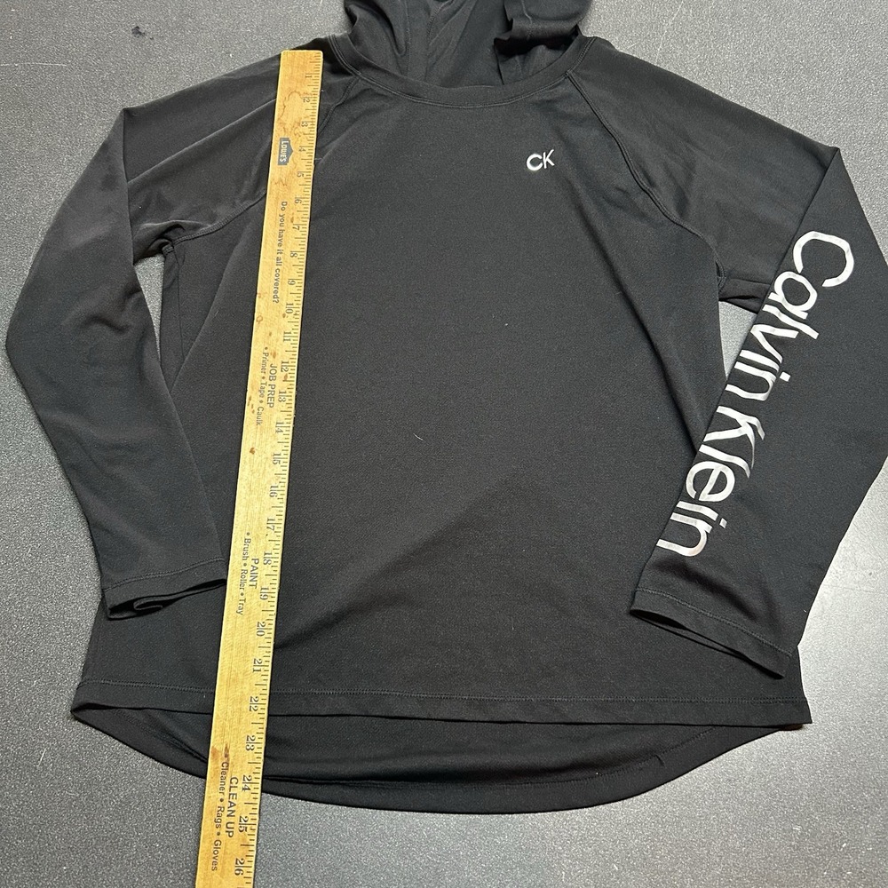 Calvin Klein Women's Black Long Sleeve Hoodie Tee M Logo Casual Streetwear - Picture 5 of 6